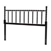 Baxton Studio Edaline Bamboo Motif Headboard - Crafted Wood Panel with Decorative Turned Spindle Design for Boho Costal Bedroom, King, Black